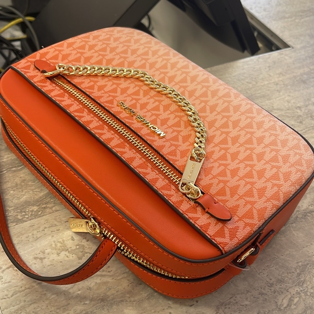 MICHAEL KORS Jet Set Large Ombré Signature Logo Crossbody EW ZP CHAIN XBDY Bag - Picture 7 of 16